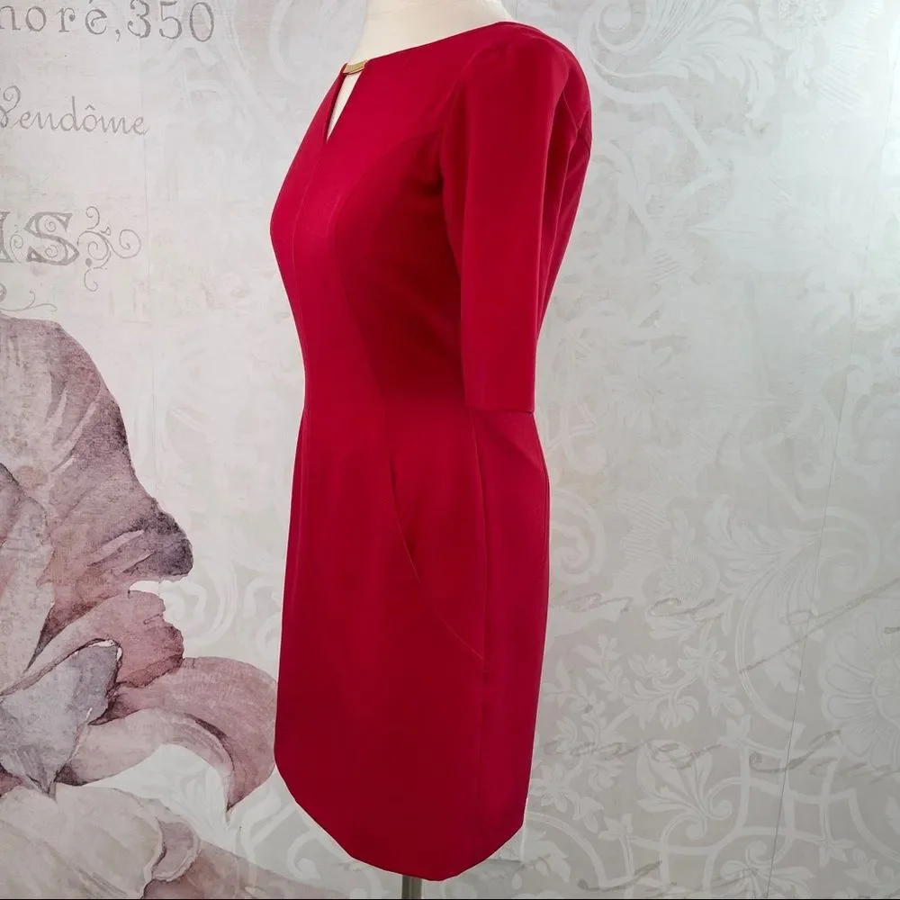 Tahari Arthur S. Levine red classy dress Size 2 Petite - Picture 5 of 13